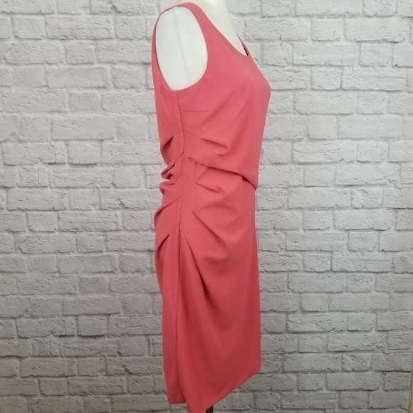 Love Moschino coral pink ruched ruffle side dress sleeveless women's size 8 - Picture 5 of 9
